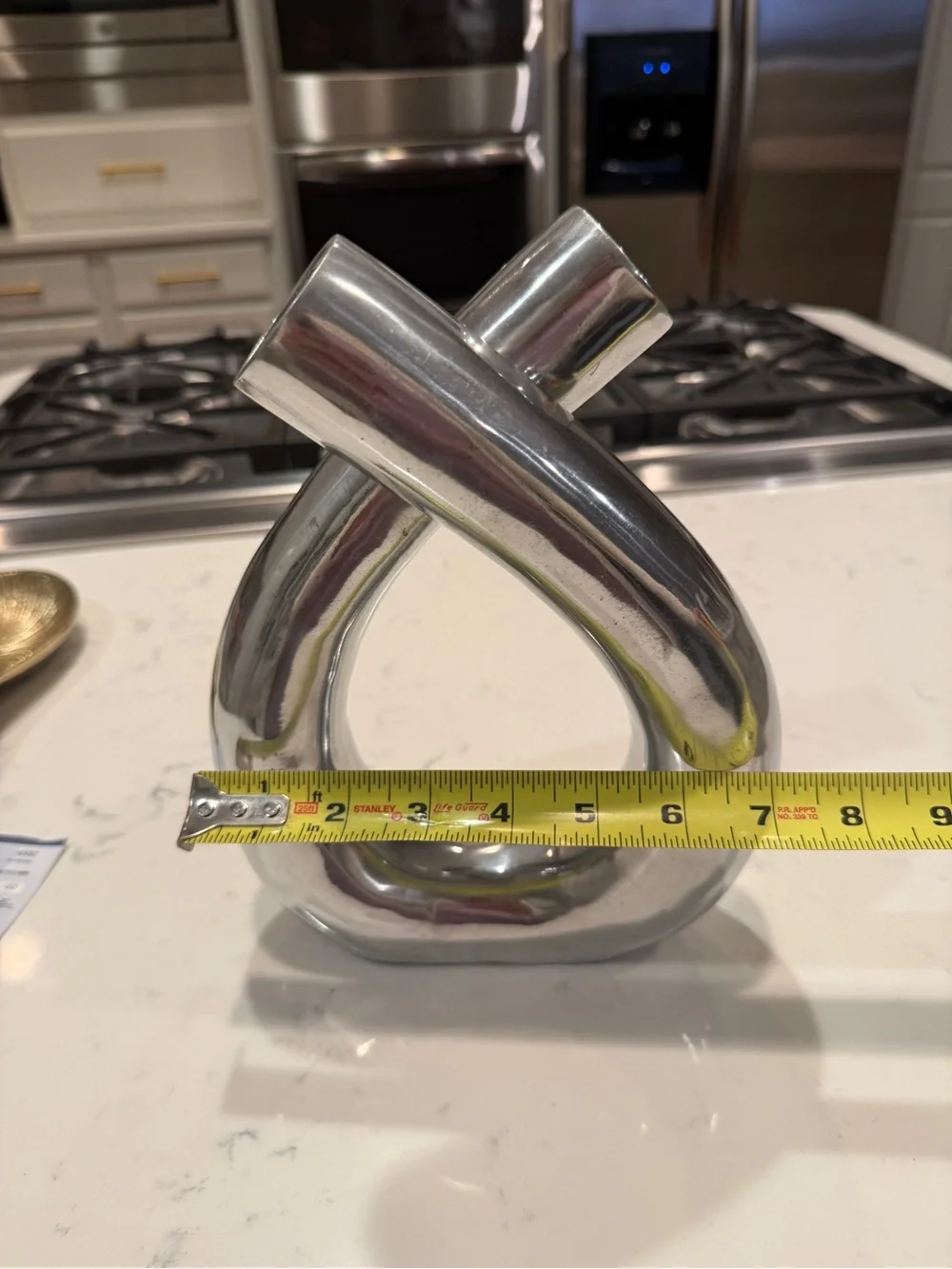 Chiasso Exclusive Sculptural Aluminum Vase Modernist Loop Silver Decor